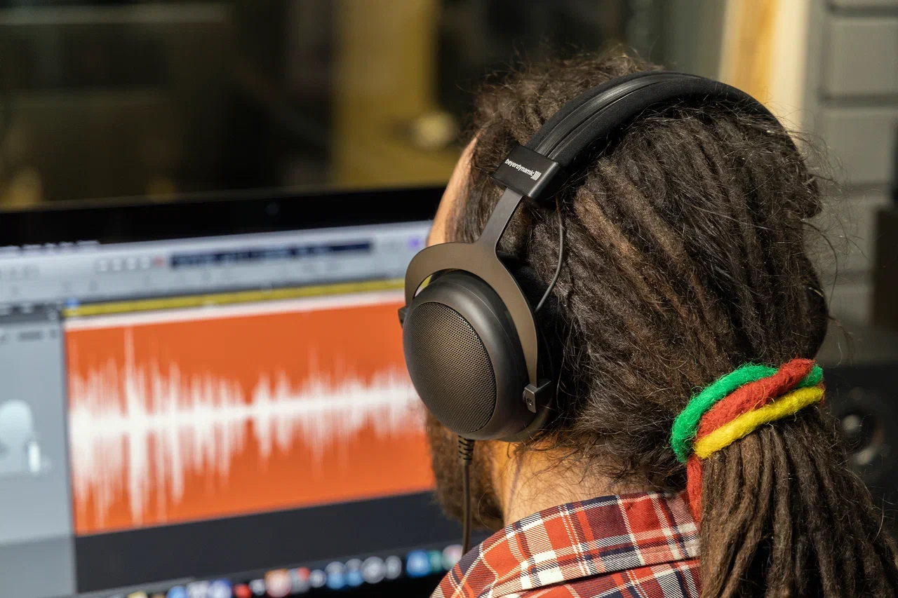 Audio engineer at work