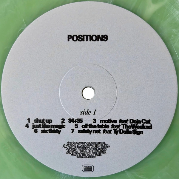 Vinyl Record Ariana Grande - Positions (Green With White Marble) LP - img.2