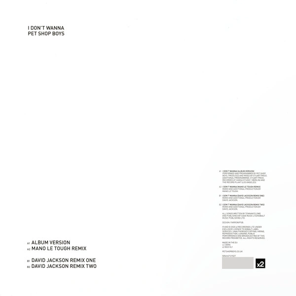 Vinyl Record Pet Shop Boys – I Don't Wanna LP - img.1