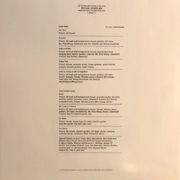 Vinyl Record Prince – For You - LP - img.3