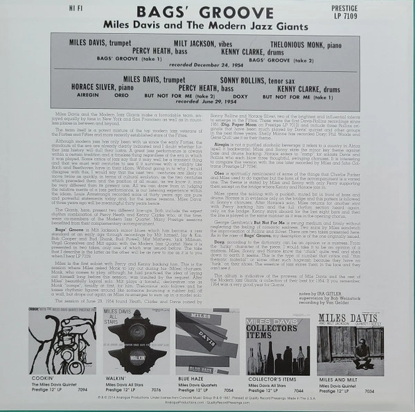 Vinyl Record Miles Davis – Bags Groove - 200 Gram - LP - img.1