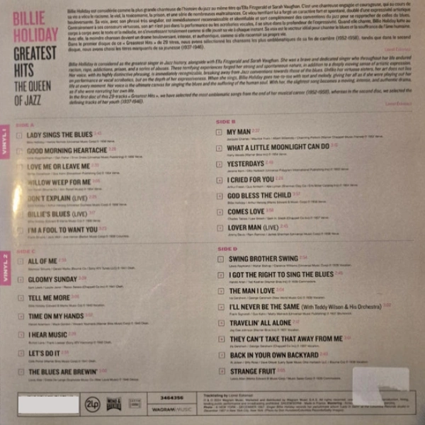 Vinyl Record Billie Holiday – Greatest Hits (The Queen Of Jazz) - 2LP - img.1