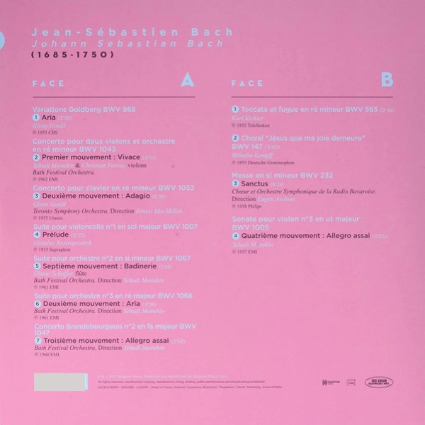 Vinyl Record Jean Sebastien Bach - The Masterpieces Of Johann-Sebastian Bach LP - img.1