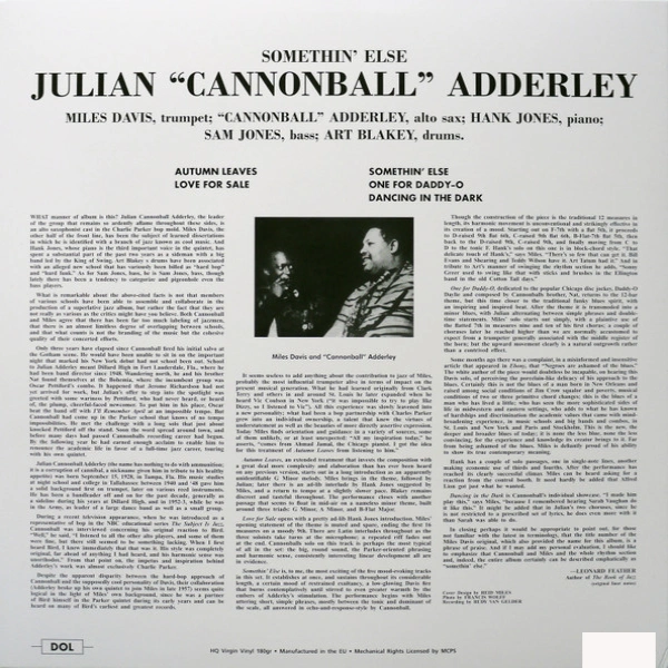 Vinyl Record Cannonball Adderley – Somethin' Else (Blue) LP - img.1