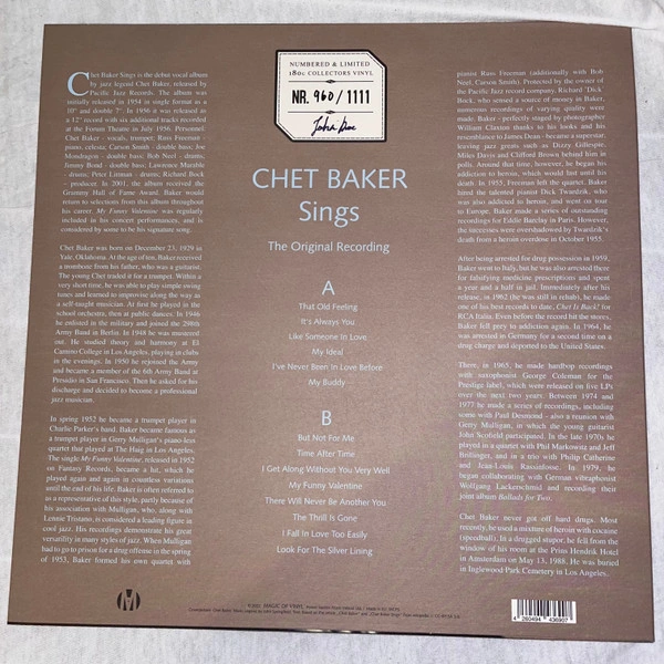 Vinyl Record Chet Baker – Chet Baker Sings - Gray Marbled - LP - img.1