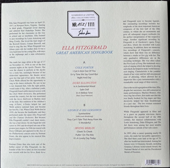 Vinyl Record Ella Fitzgerald – Great American Songbook - Red - LP - img.1