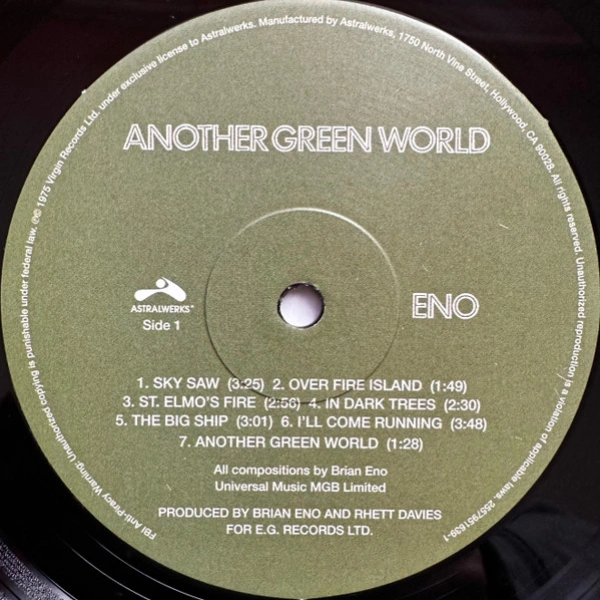 Vinyl Record Eno - Another Green World (140G/2017 Master) LP - img.2