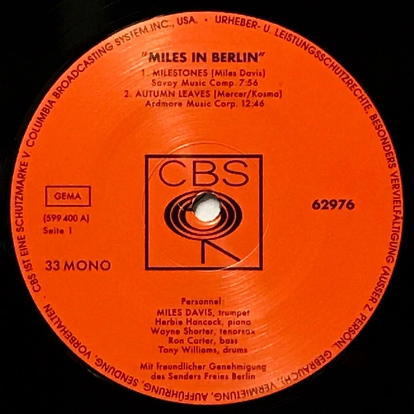 Vinyl Record Miles Davis - Miles In Berlin - img.2