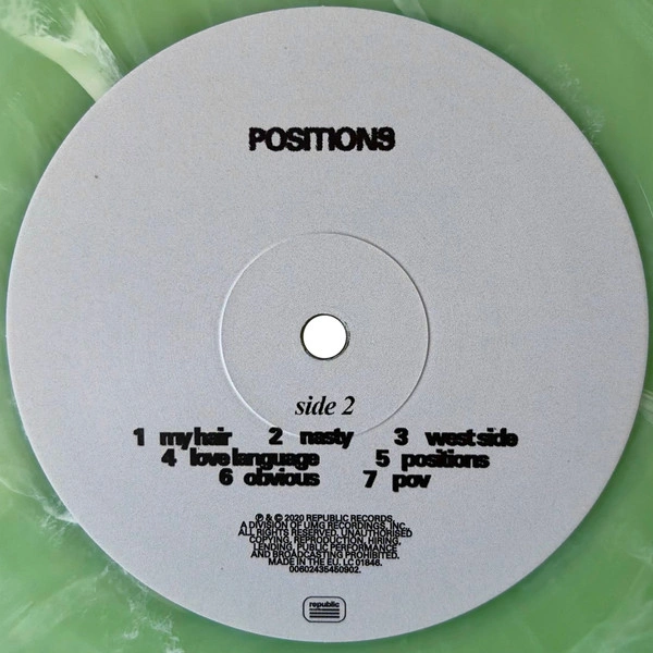 Vinyl Record Ariana Grande - Positions (Green With White Marble) LP - img.3