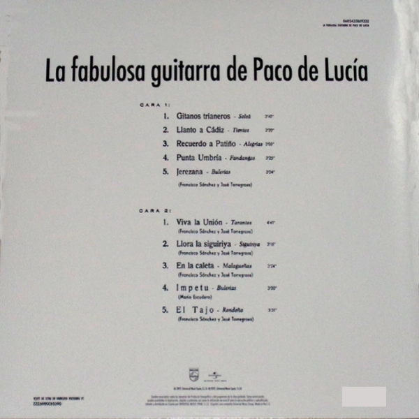 Vinyl Record Paco De Lucía – La Fabulosa Guitarra De Paco De Lucía LP - img.1