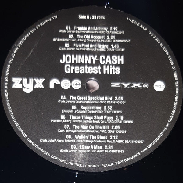 Vinyl Record Johnny Cash – Greatest Hits (2023) LP - img.3