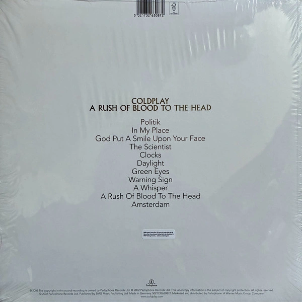Vinyl Record Coldplay – A Rush Of Blood To The Head (Clear Eco) LP - img.1