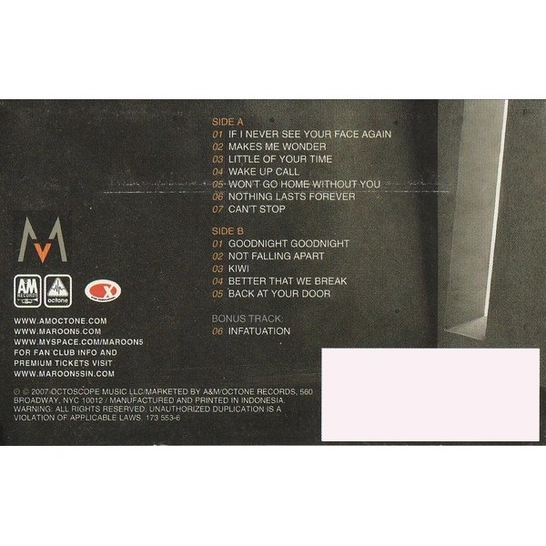 Сassette Tape Maroon 5 - It Wont Be Soon Before Long - img.2