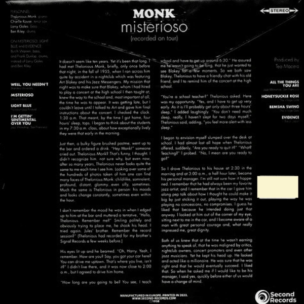 Vinyl Record Thelonious Monk - Misterioso (Red) LP - img.2