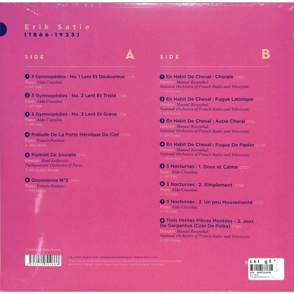 Vinyl Record Erik Satie – The Masterpieces Of Erik Satie LP - img.1