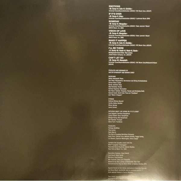 Vinyl Record Mariah Carey – MTV Unplugged LP - img.2