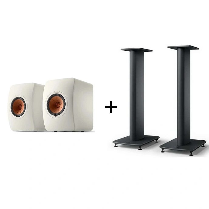 Bookshelf speakers KEF LS50 Wireless II Mineral White + KEF S2 Floor Stand - img.0