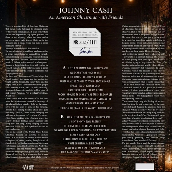 Vinyl Record Johnny Cash - An American Christmas With Friends (Marbled, 1.111 Numbered) LP - img.2
