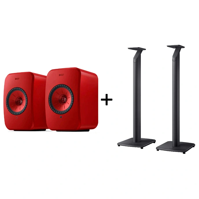 Kit KEF LSX II Lava Red + KEF S1 Floor Stand Grey - img.0