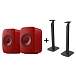 Bookshelf speakers KEF LSX II Lava Red + KEF S1 Floor Stand Black - img.0