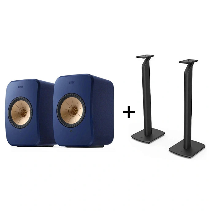 Bookshelf speakers KEF LSX II Cobalt Blue + KEF S1 Floor Stand Black - img.0