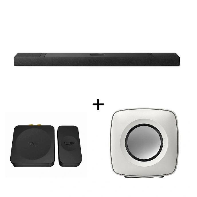 Kit KEF XIO Soundbar Black + KC62 Mineral White + KW1 Kit - img.0