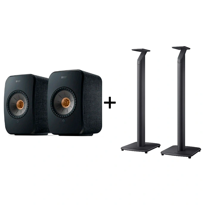 Kit KEF LSX II Carbon Black + KEF S1 Floor Stand Grey - img.0