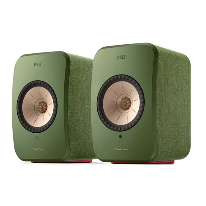 Bookshelf speakers KEF LSX II Olive Green + KEF S1 Floor Stand Black - img.1