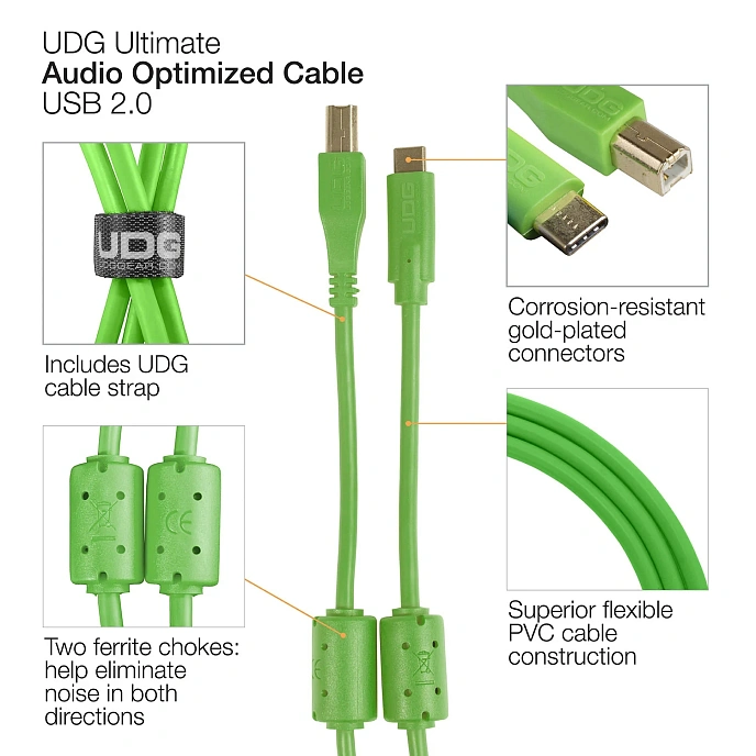 Cable UDG Ultimate Audio Cable USB-C - USB-B Straight 1.5m Green - img.7