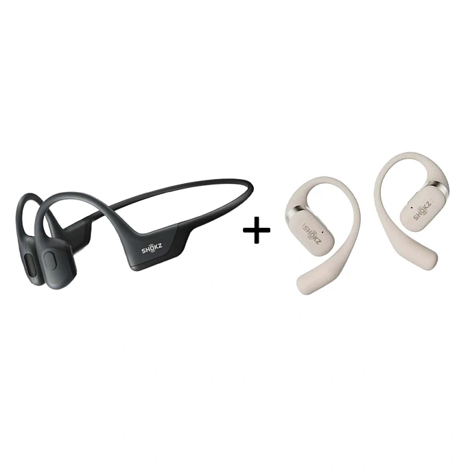 Headphones After Shokz OpenRun Pro Black + After Shokz OpenFit Beige - img.0