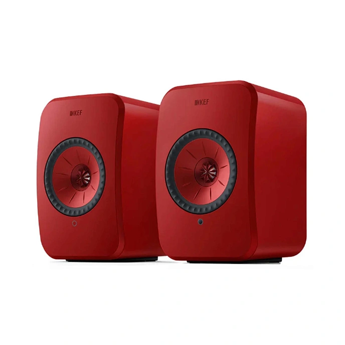 Bookshelf speakers KEF LSX II Lava Red + KEF S1 Floor Stand Black - img.1