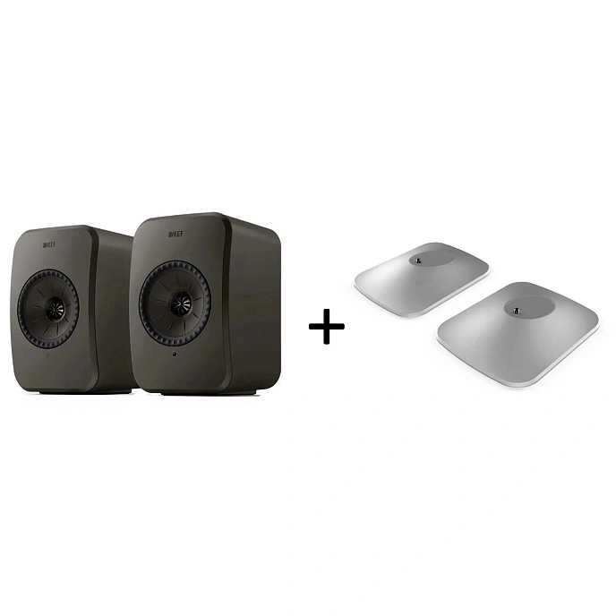 Bookshelf speakers KEF LSX II LT Graphite Grey + KEF P1 Desk Pad Silver - img.0