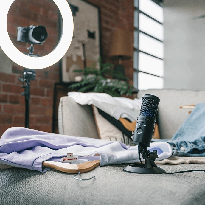 Microphone for streaming and gaming Audio-Technica AT2020 USB-X Black - img.11