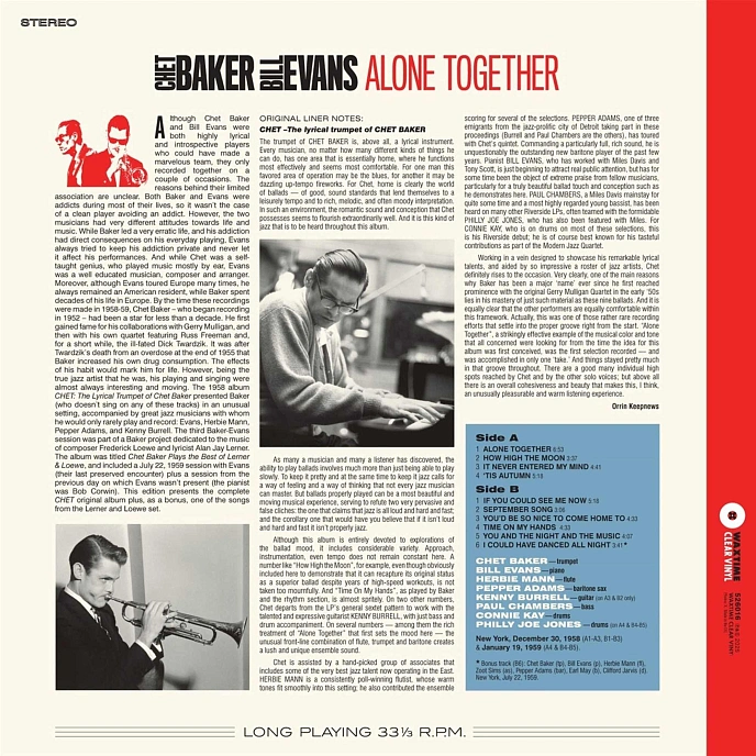 Vinyl Record Chet Baker, Bill Evans - Alone Together - LP - img.1
