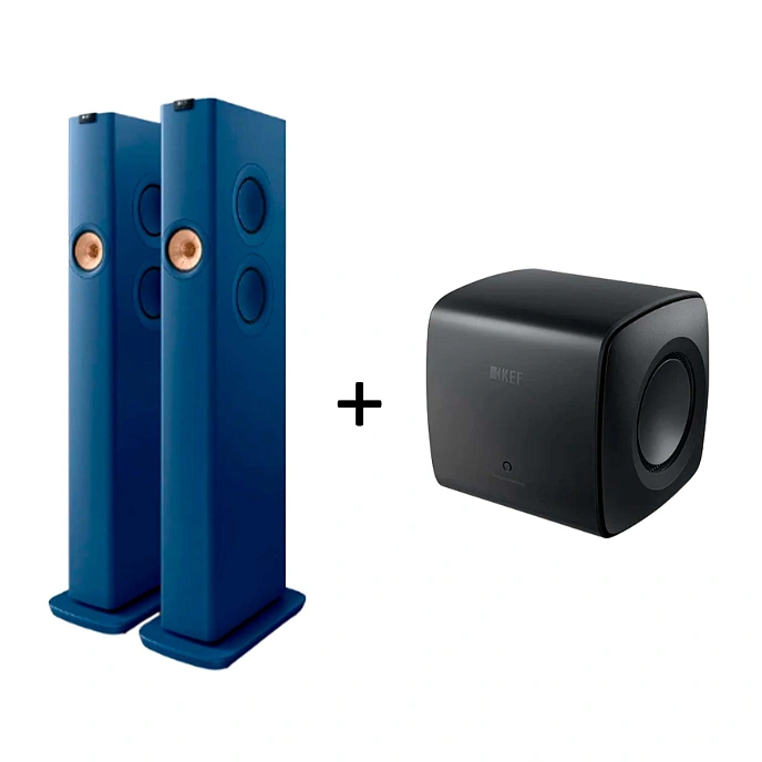 Floorstanding Speakers KEF LS60 Wireless Royal Blue + KEF KC 62 Black - img.0
