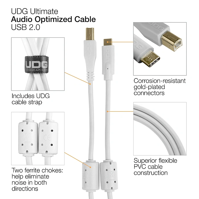 Cable UDG Ultimate Audio Cable USB-C - USB-B Straight 1.5m White - img.7