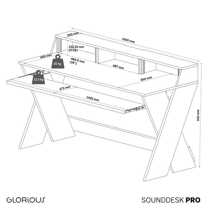 Table Glorious Sound Desk Pro White - img.8