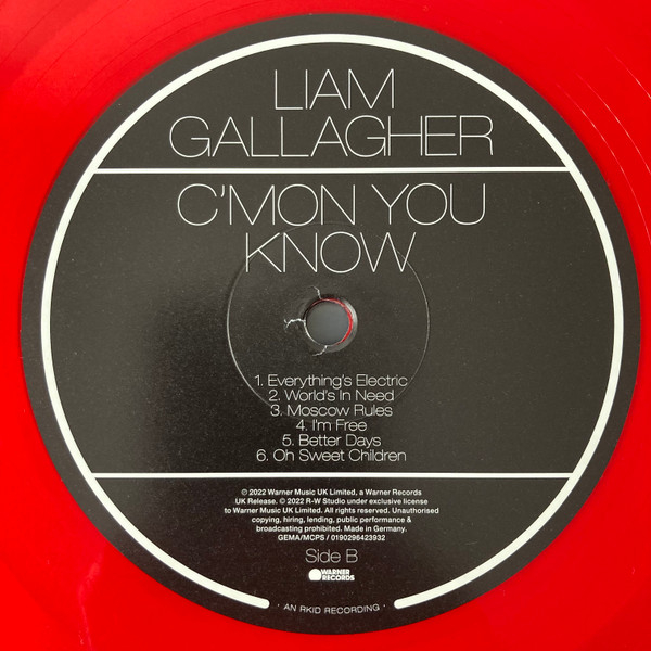 Vinyl Record Liam Gallagher - C'mon You Know (Red) LP - img.4