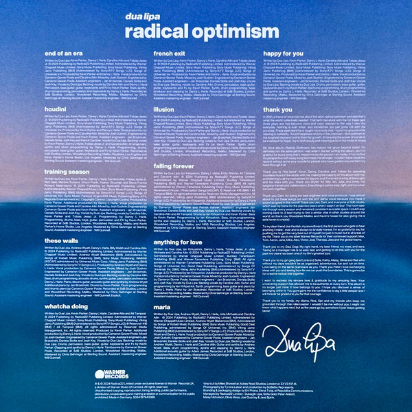 Vinyl Record Dua Lipa – Radical Optimism Curacao Blue LP - img.3