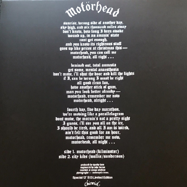 Vinyl Record Motorhead - City Kids LP - img.1