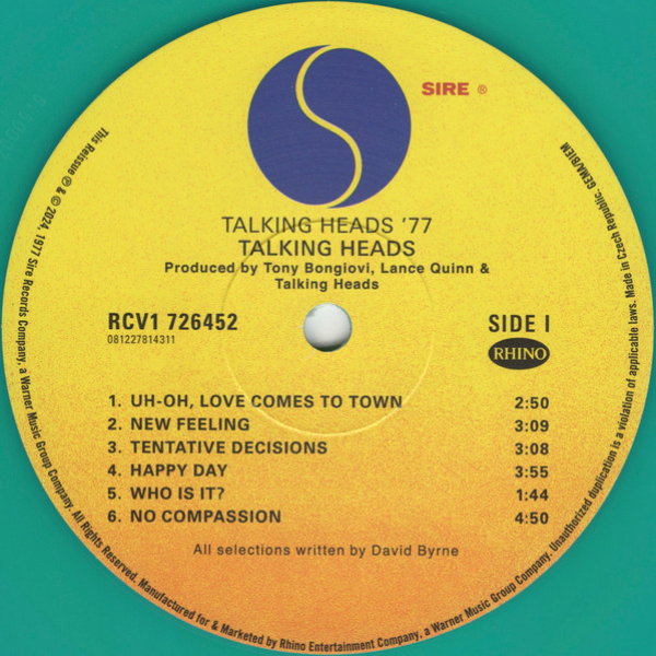Vinyl Record Talking Heads - Talking Heads: 77 (Green Transparent) - 2LP - img.4