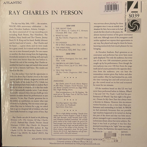 Vinyl Record Ray Charles – Ray Charles In Person - Pure Pleasure LP - img.1