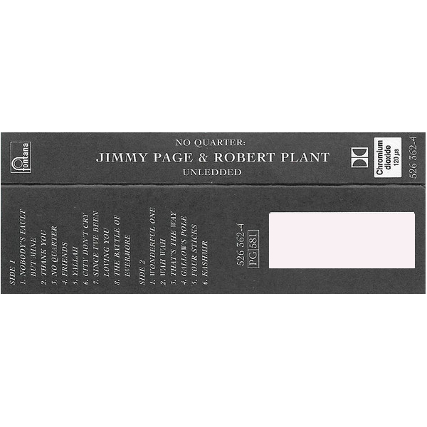 Сassette Tape Jimmy Page & Robert Plant - No Quarter: Jimmy Page & Robert Plant Unledded - img.2