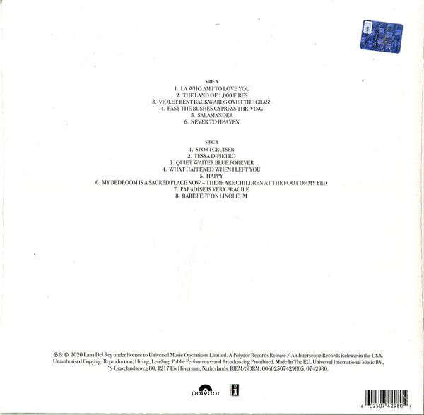 Vinyl Record Lana Del Rey – Violet Bent Backwards Over The Grass LP - img.1