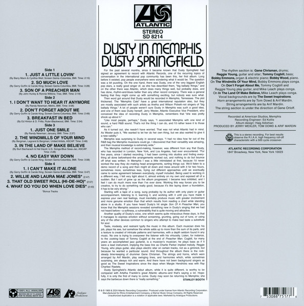 Vinyl Record Dusty Springfield – Dusty In Memphis - 2LP - img.1