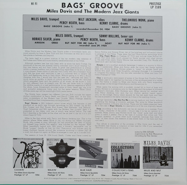 Vinyl Record Miles Davis – Bags Groove - 200 Gram - LP - img.1