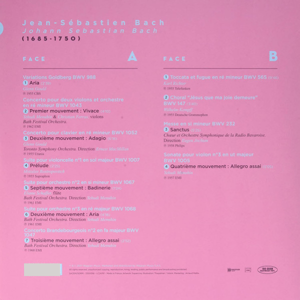 Vinyl Record Jean Sebastien Bach - The Masterpieces Of Johann-Sebastian Bach LP - img.1