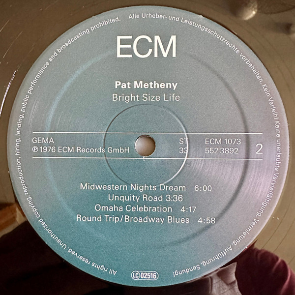 Vinyl Record Pat Metheny – Bright Size Life LP - img.7