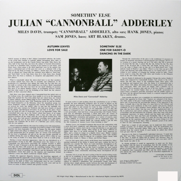 Vinyl Record Cannonball Adderley – Somethin' Else (Blue) LP - img.1