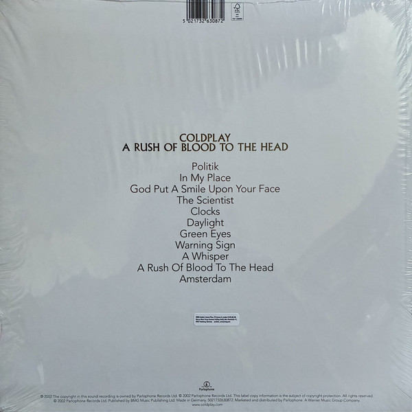 Vinyl Record Coldplay – A Rush Of Blood To The Head (Clear Eco) LP - img.1